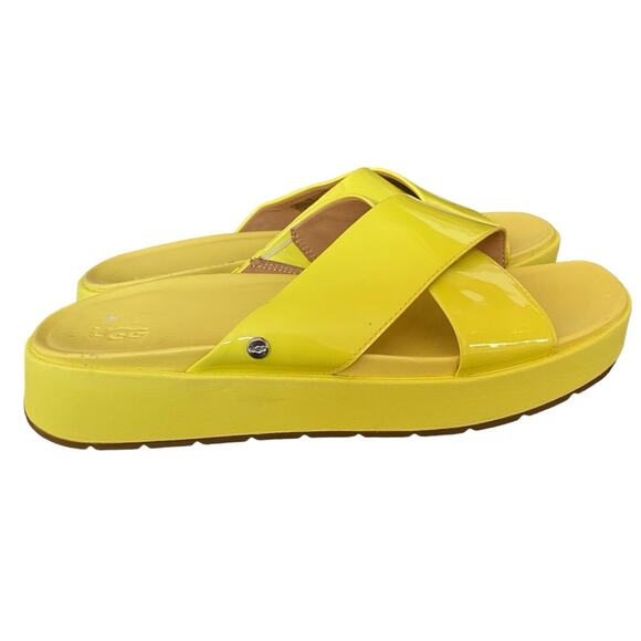 Ugg Emily Margarita Platform Patent Leather Yellow Slide Sandals size 9 - Picture 4 of 11